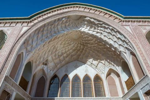 Main balcony of Ameri Historical House in Kashan city in Iran Foto stock