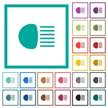 Main beam headlights indicator flat color icons with quadrant frames Stock Illustration