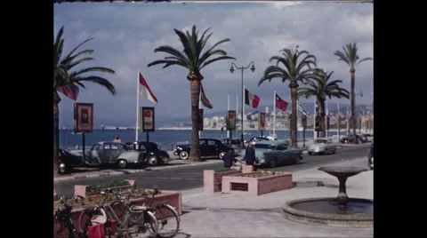 Main Boulevard in Cannes 1957 Video stock 48182574