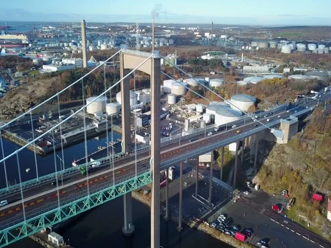 The main bridge in Göteborg, Elfsborgsbron.  Stock Footage 82126395