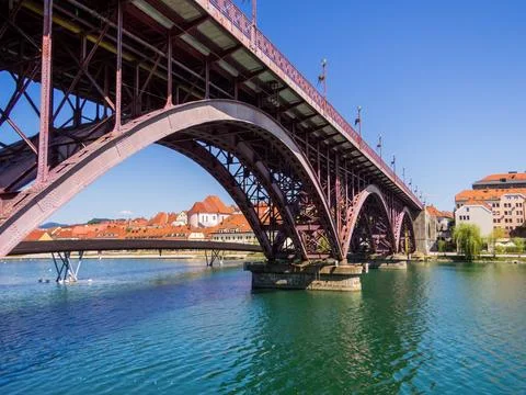 Main Bridge, Maribor Stock Photos