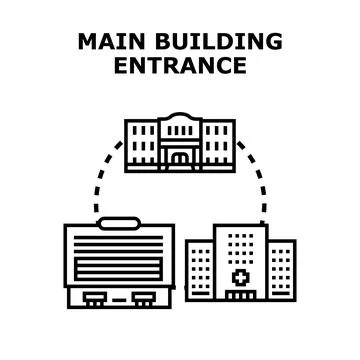 Main building entrance access point concept Stock Illustration