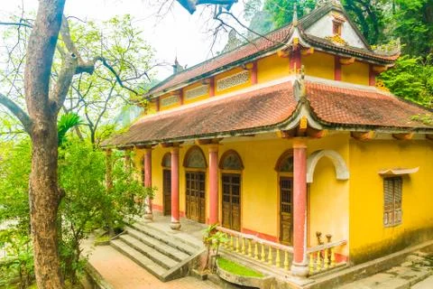 Main Building od the ancient Bich Dong pagoda complex, Tam Coc, Ninh Binh, Vi Stock Photos
