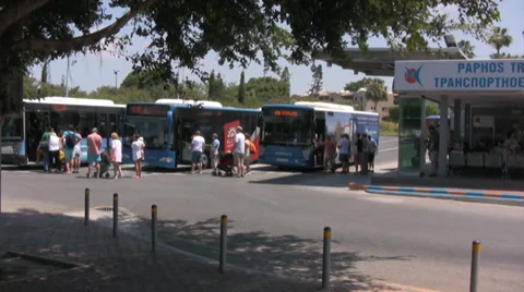 Main bus terminus at Paphos harbor in Cyprus Stock Footage 39817382