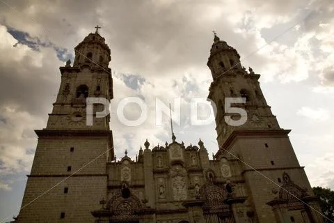 Main cathedral overview morelia mexico Stock Photos
