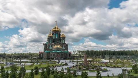 Main Cathedral of the Russian Armed Forces in Patriot Park Kubinka, Moscow Stock Footage 252611501
