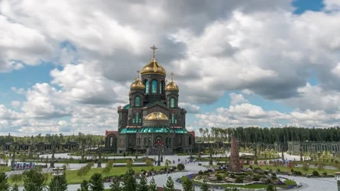 Main Cathedral of the Russian Armed Forces in Patriot Park Kubinka, Moscow Stock Footage 255975057