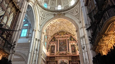 Main chapel and transept in Mosque-Cathedral of Cordoba Stock Footage 296246719
