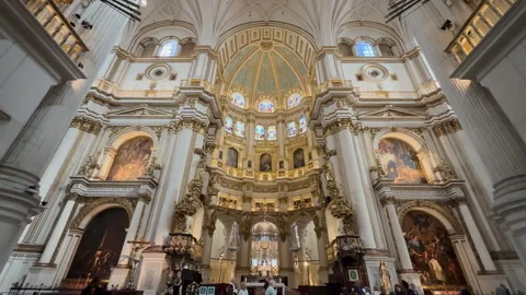 The main chapel inside the Granada Cathedral Video stock 339692617