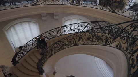 The main circular staircase inside the Petit Palais, Paris. Stock Footage 275864829