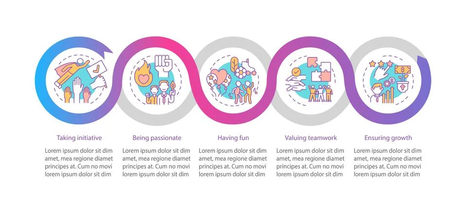 Main company core values vector infographic template Illustrazione stock