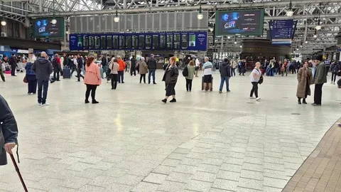 Main concourse at Glasgow Central Railway station, Glasgow, Scotland, UK Stock Footage 282897810
