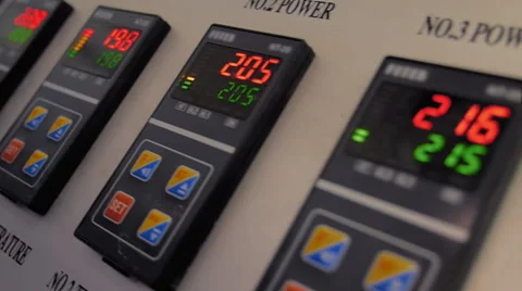 The main control panel with ampere meters and digital displays of the temperatur Video stock 61548676