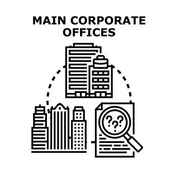 Main corporate offices finding solution analysis concept Ilustración de archivo