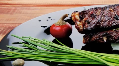 Main course: barbecued ribs Vídeos de archivo 58271233