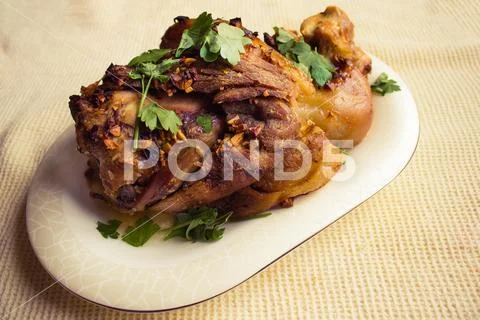 Main course, fried meat. Stock Photos