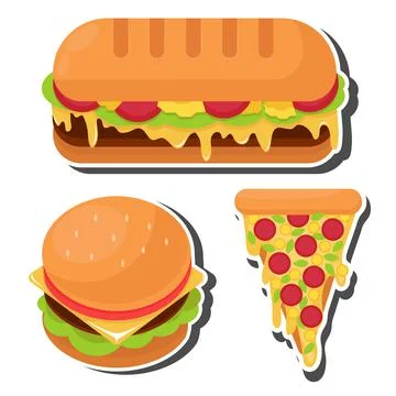 Main course menu at fast food restaurant Stock Illustration