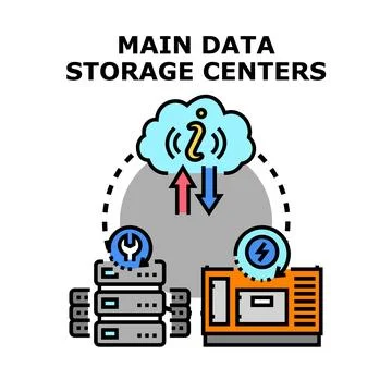 Main data storage centers cloud computing concept 库存插图