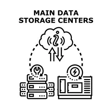 Main data storage centers cloud computing concept Stock Illustration