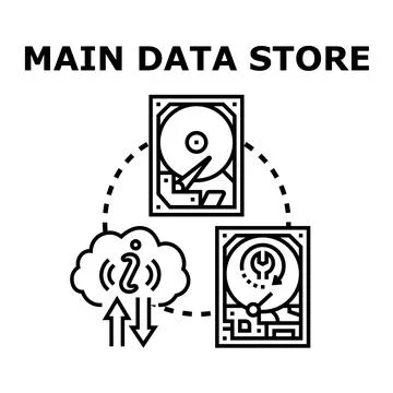 Main data store hardware component concept illustration Illustration