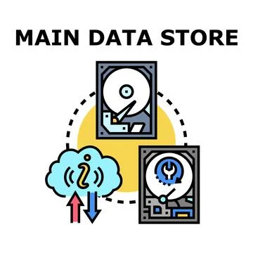 Main data store hardware component concept illustration Ilustración de archivo