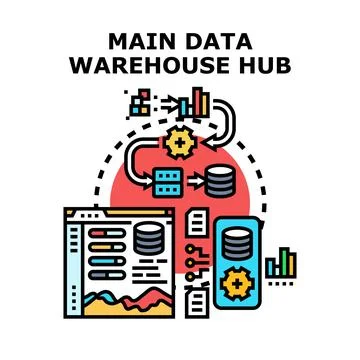 Main data warehouse hub managing information flow Illustration