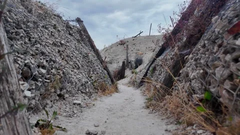 Main de Massiges WWI reconstructed trenches in Marne France 스톡 동영상 342351121