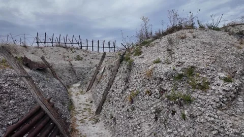 Main de Massiges WWI reconstructed trenches in Marne France 스톡 동영상 342351157