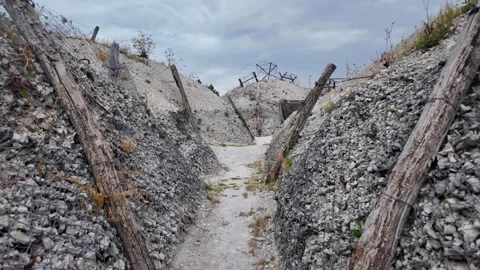 Main de Massiges WWI reconstructed trenches in Marne France 스톡 동영상 342351168