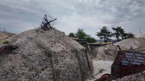 Main de Massiges WWI reconstructed trenches in Marne France 스톡 동영상 342351211