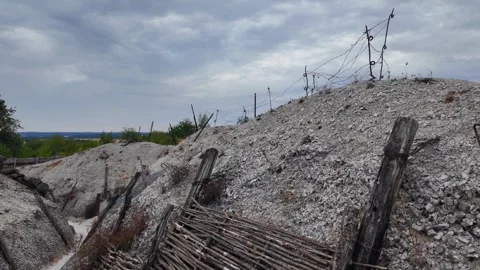 Main de Massiges WWI reconstructed trenches in Marne France 스톡 동영상 342351224