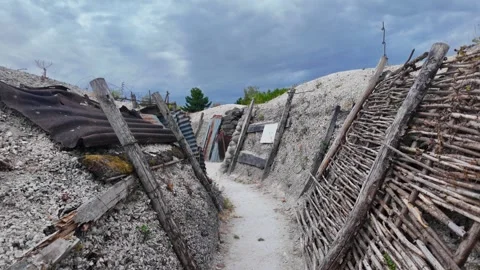 Main de Massiges WWI reconstructed trenches in Marne France 스톡 동영상 342351252