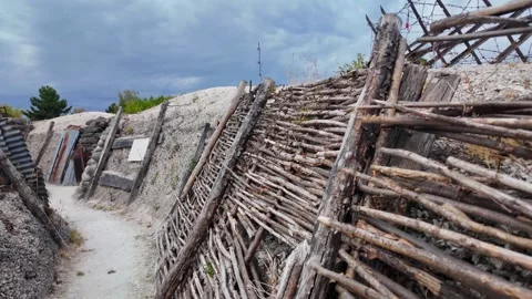 Main de Massiges WWI reconstructed trenches in Marne France 스톡 동영상 342351260