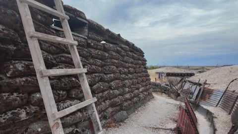 Main de Massiges WWI reconstructed trenches in Marne France 스톡 동영상 342351295