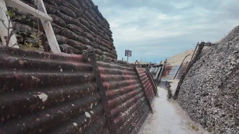 Main de Massiges WWI reconstructed trenches in Marne France 스톡 동영상 342351297