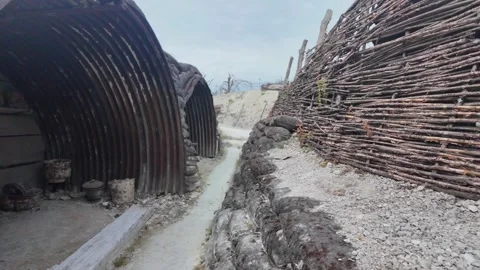 Main de Massiges WWI reconstructed trenches in Marne France 스톡 동영상 342351325