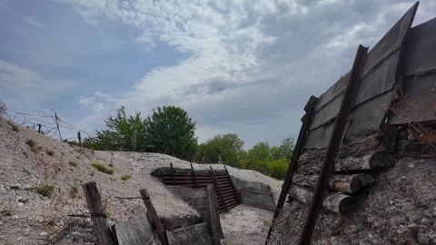 Main de Massiges WWI reconstructed trenches in Marne France 스톡 동영상 342351328