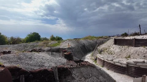 Main de Massiges WWI reconstructed trenches in Marne France 스톡 동영상 342351370