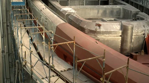 Main deck of a maxi yacht in a shipyard Stock Footage 60388944