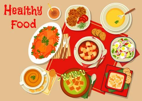 Main dishes of dinner icon for menu design Stock Illustration