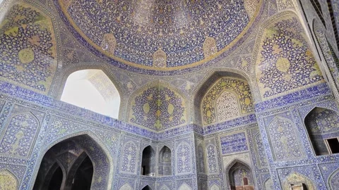 Main domed prayer hall of Shah Mosque in Isfahan, Stock Footage 280806569