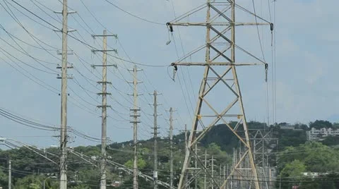 Main electric power lines 1 Stock Footage 12127182