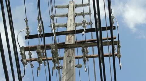 Main electric power lines 7 Stock Footage 12126295