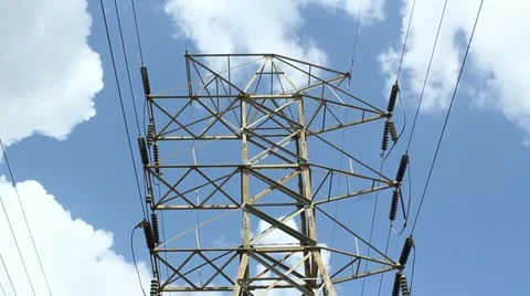Main electric power lines 8 Stock Footage 12126040