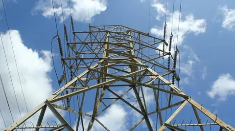 Main electric power lines high voltage tower 9 Stock Footage 12128266