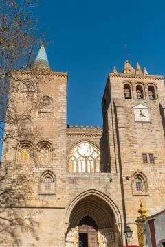 Main Facade of the Cathedral Dated in the XII Century Dedicated to the Virgin Foto stock