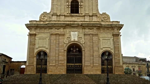 The main facade of the cathedral of Enna Stock Footage 233468736