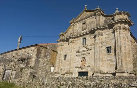 Main facade of the monastery of Oia Stock Photos