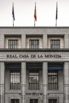 Main facade of the Royal Mint in Madrid Fotos de archivo