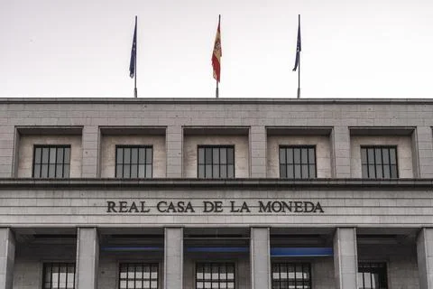 Main facade of the Royal Mint in Madrid Fotos de archivo